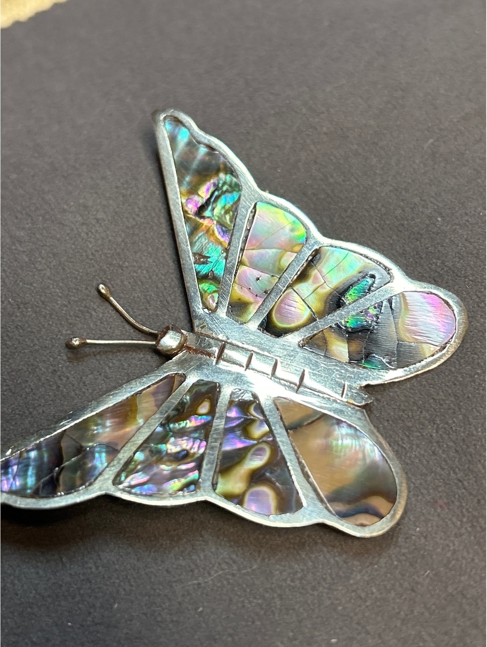 Vintage 1930s-1940s Mexican Silver Butterfly Brooch Pin Auth. "Hecho en Mexico"
